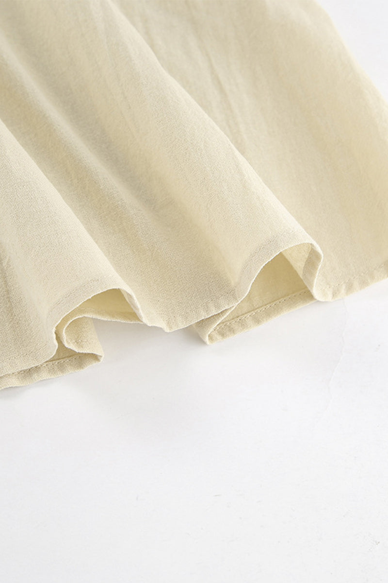 Robes décontractées sans dos avec poches, col carré contrasté et bretelles.