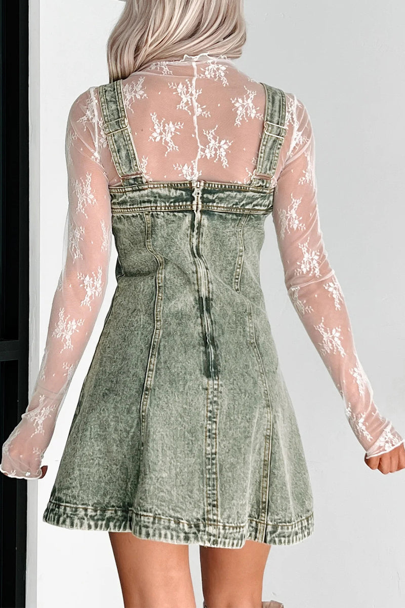 Robes en jean délavées, décontractées, à col carré, sans manches et boutonées (3 couleurs)