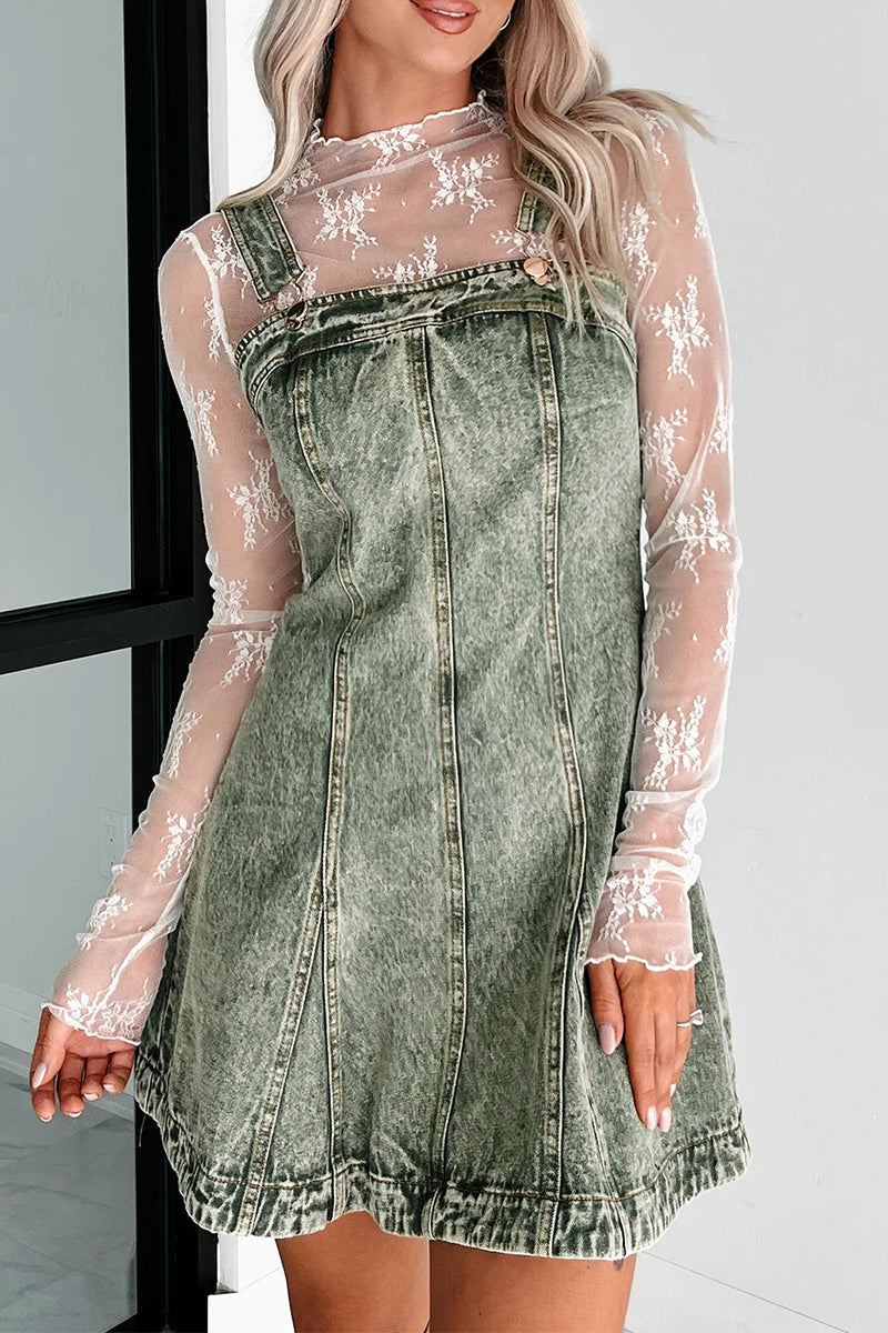 Robes en jean délavées, décontractées, à col carré, sans manches et boutonées (3 couleurs)