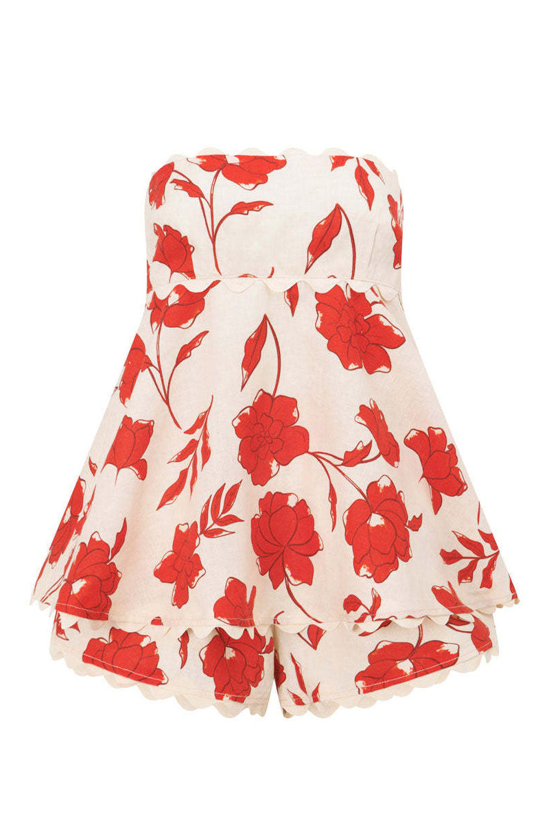 Ensemble deux pièces décontracté, patchwork floral, sans bretelles, sans manches, contrasté.