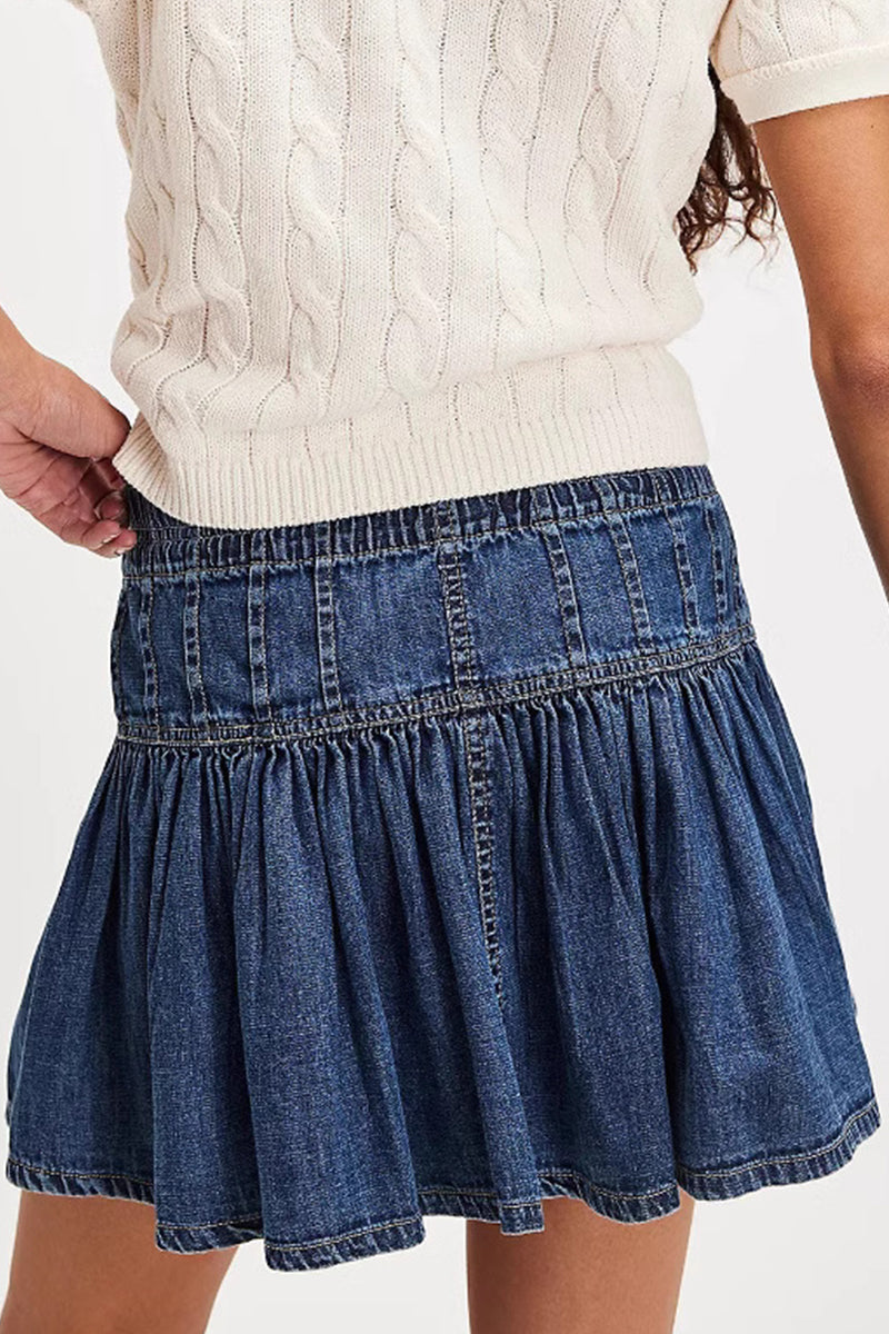 Casual Distressed Buckle Flounce High Waist Type A Bottoms