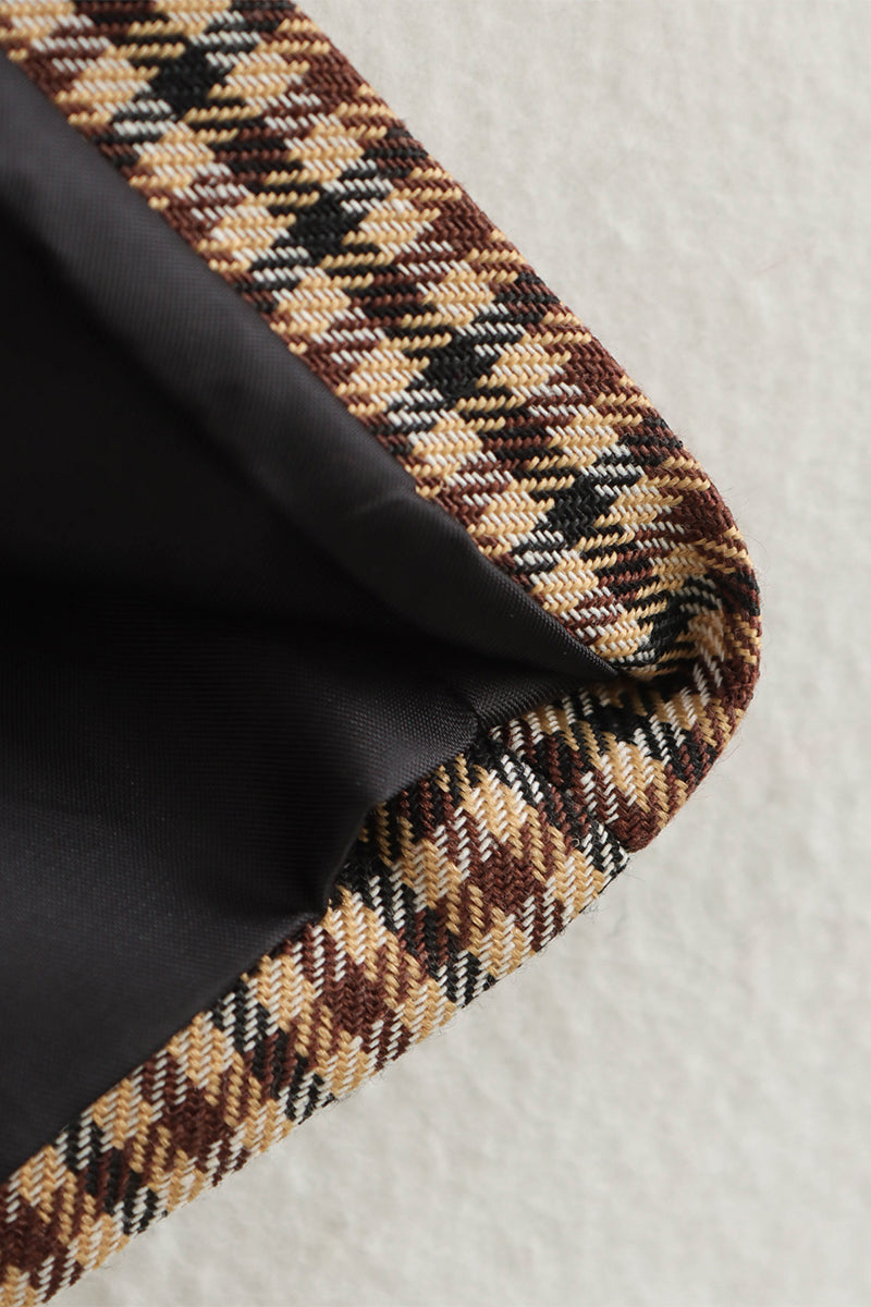 Vêtements d'extérieur décontractés à carreaux, boutonnés, patchwork, col montant contrasté.