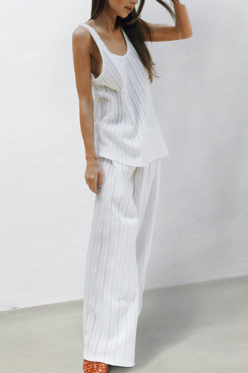 Casual Potholes U Neck Sleeveless Two Pieces