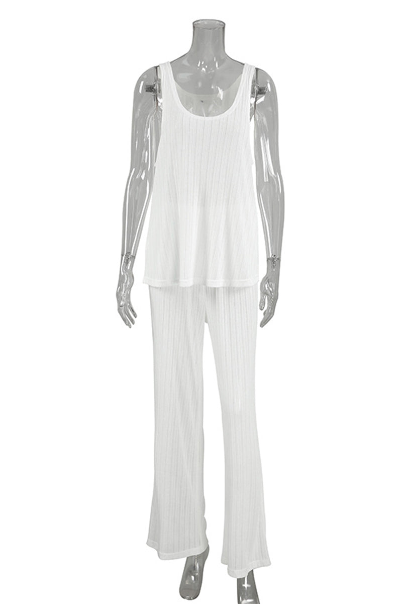 Casual Potholes U Neck Sleeveless Two Pieces