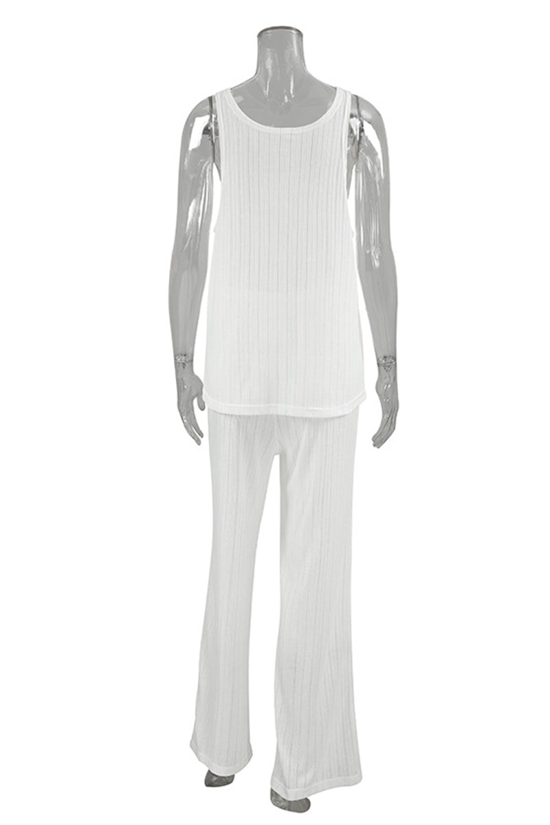 Casual Potholes U Neck Sleeveless Two Pieces