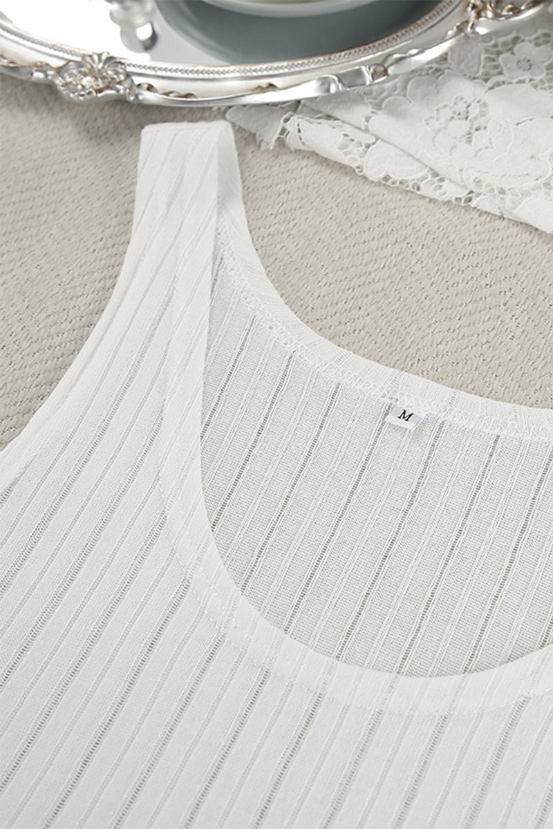 Casual Potholes U Neck Sleeveless Two Pieces