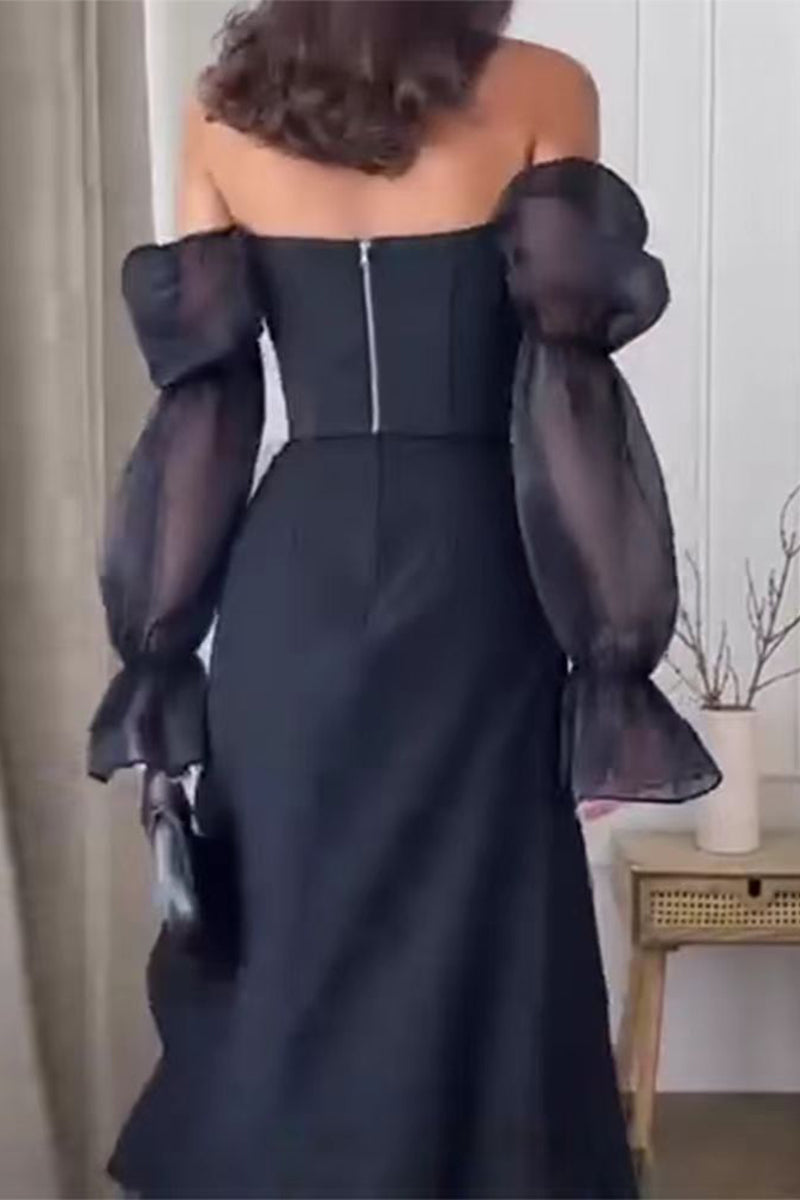 Robes A-line sexy en maille, décolletées et fendues.