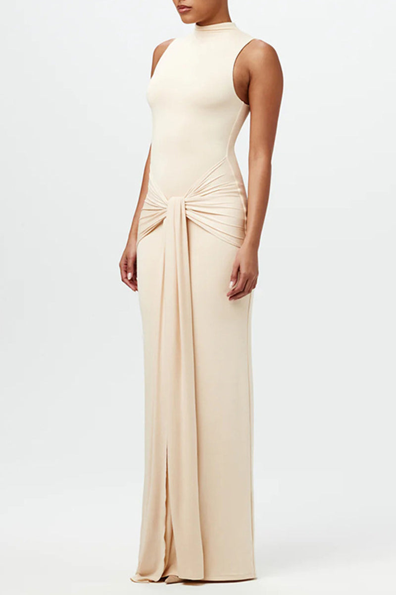 Casual Ruched O Neck Long Dresses(3 Colors)