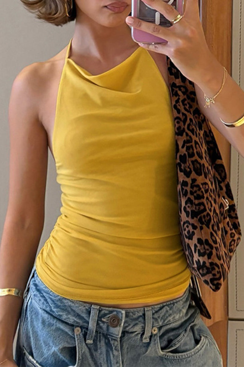 Sexy Schnür-Haltertop mit Rückenfreiem Netzstoff