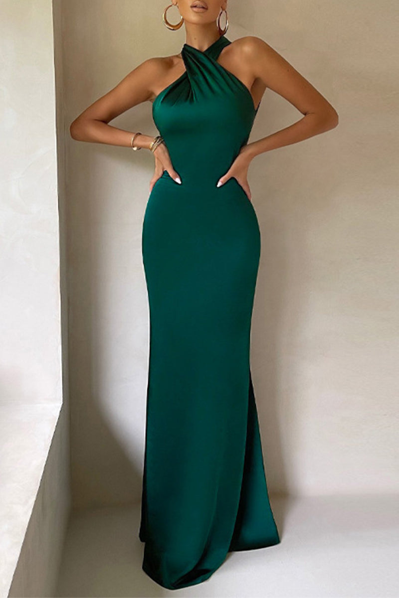 Elegant Backless Fishtail Halter Fishtail Dresses