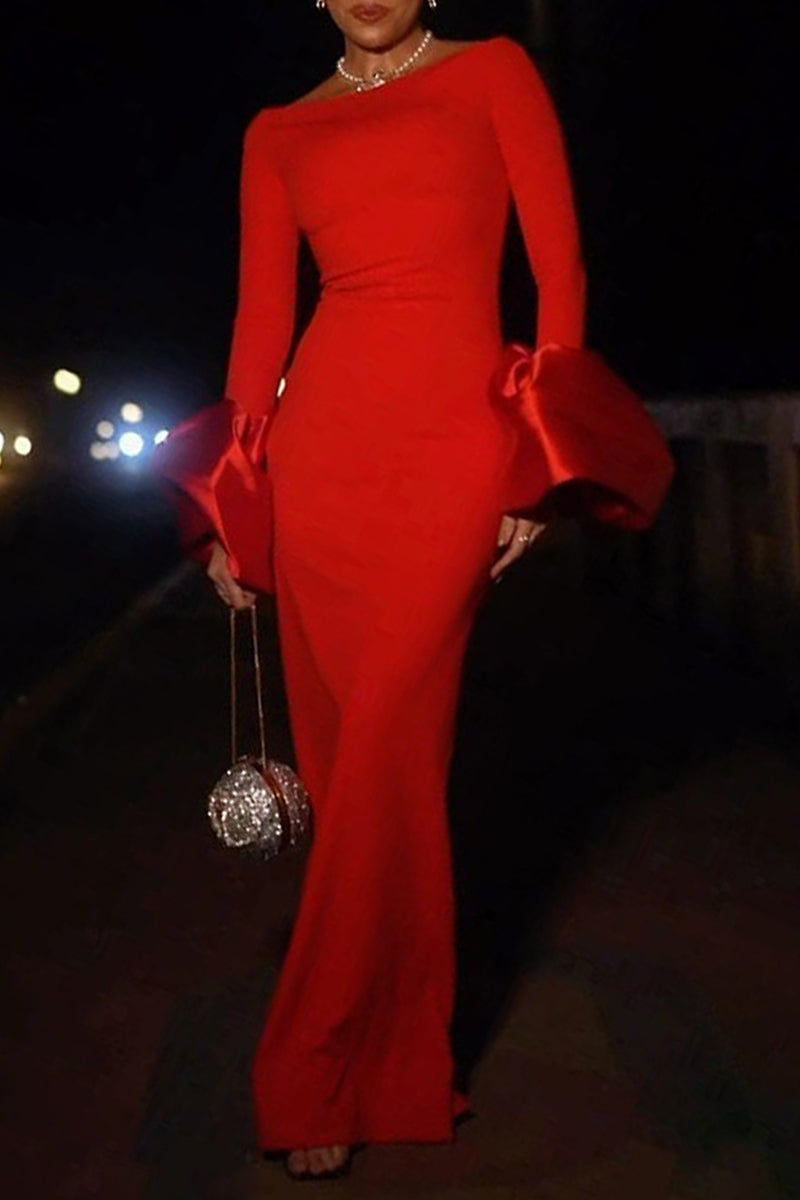 Robes longues sexy, dos nu, épaules dénudées, couleur unie.