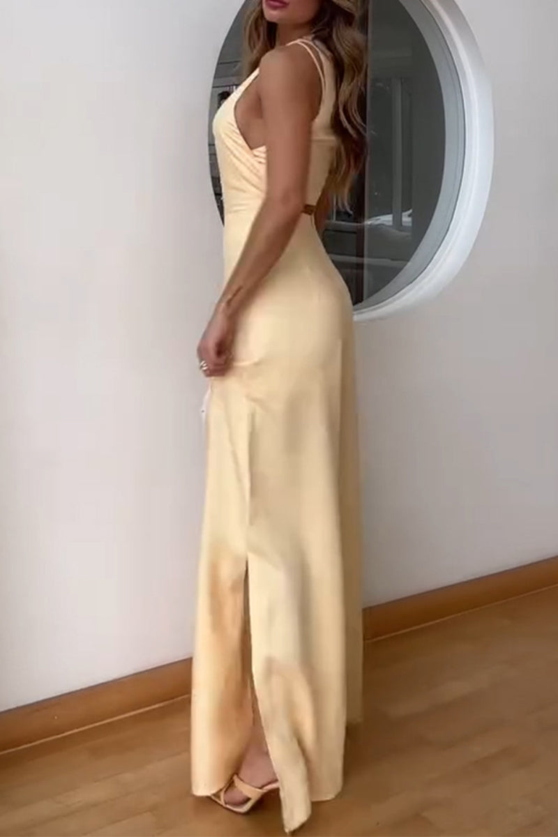 Combinaisons décontractées à col rond, en patchwork, couleur unie et fente.