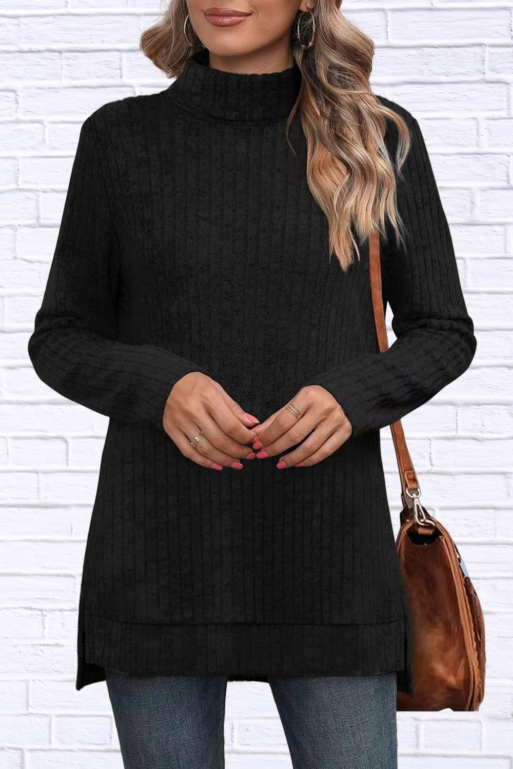 Turtleneck High Low Top