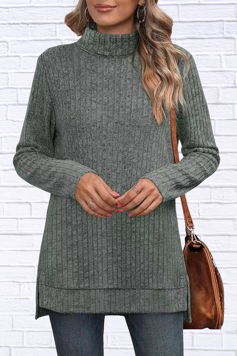 Turtleneck High Low Top