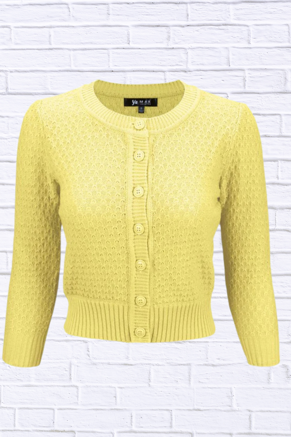 3/4 Sleeve Cute Pattern Cropped Cardigan Sweater