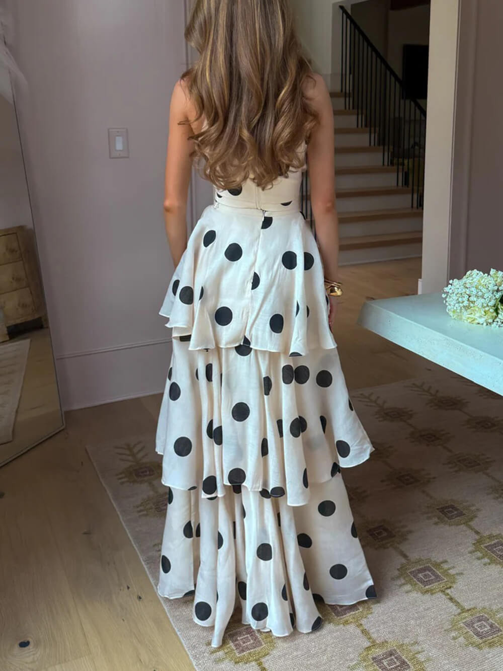 Exquisite Gift To You Polka Dot Print High Neck Sleeveless Top