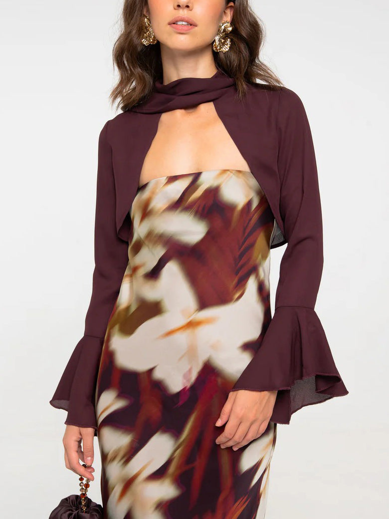 Elegant Chiffon Shirt Vintage Floral Print Long Dress Set