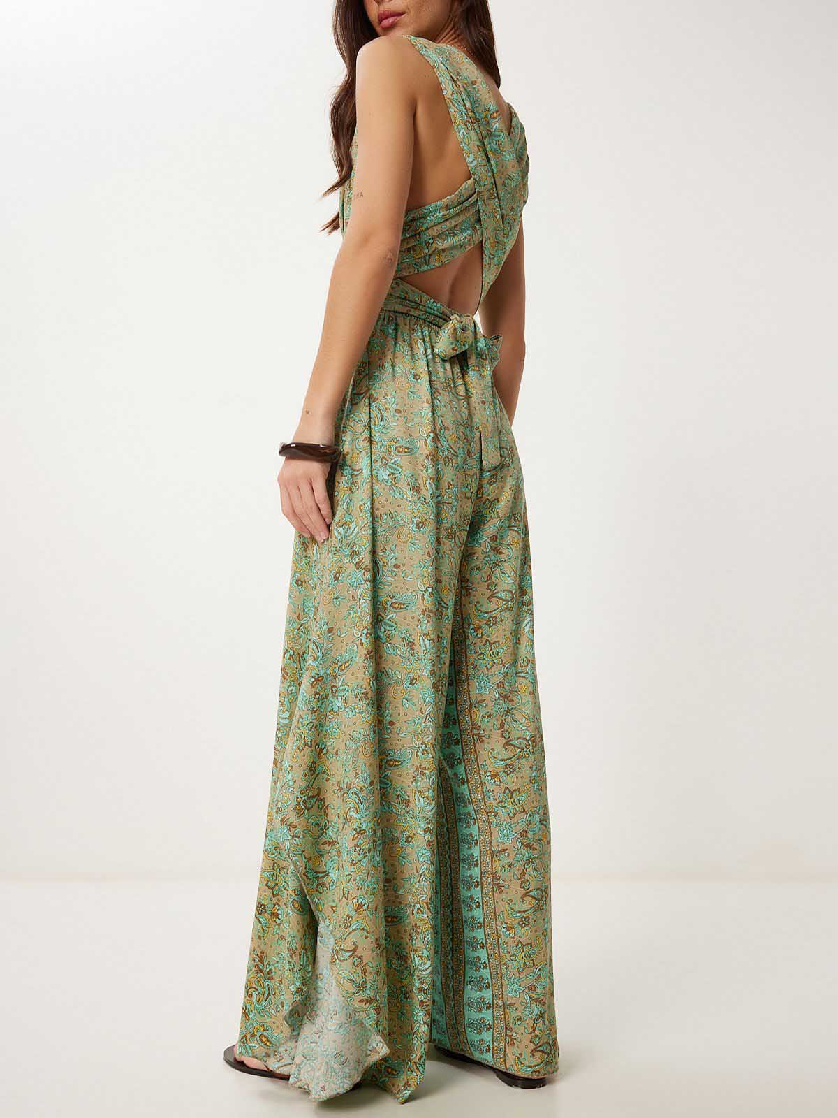 Retro Paisley Ethnic Print Jumpsuit