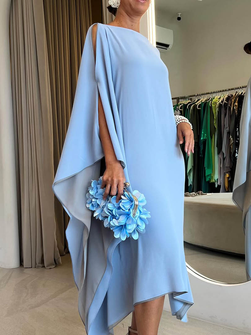 Elegant Two-Tone Cave Midi Dress