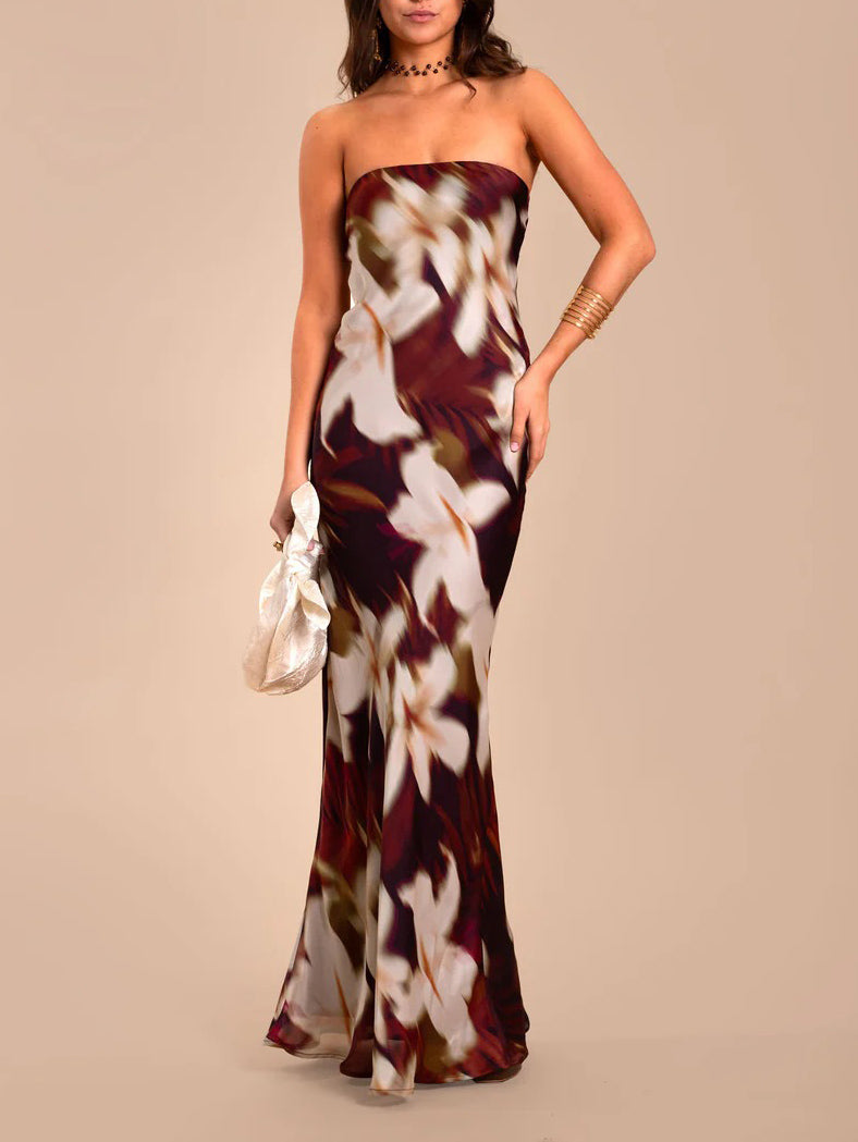 Elegant Chiffon Shirt Vintage Floral Print Long Dress Set