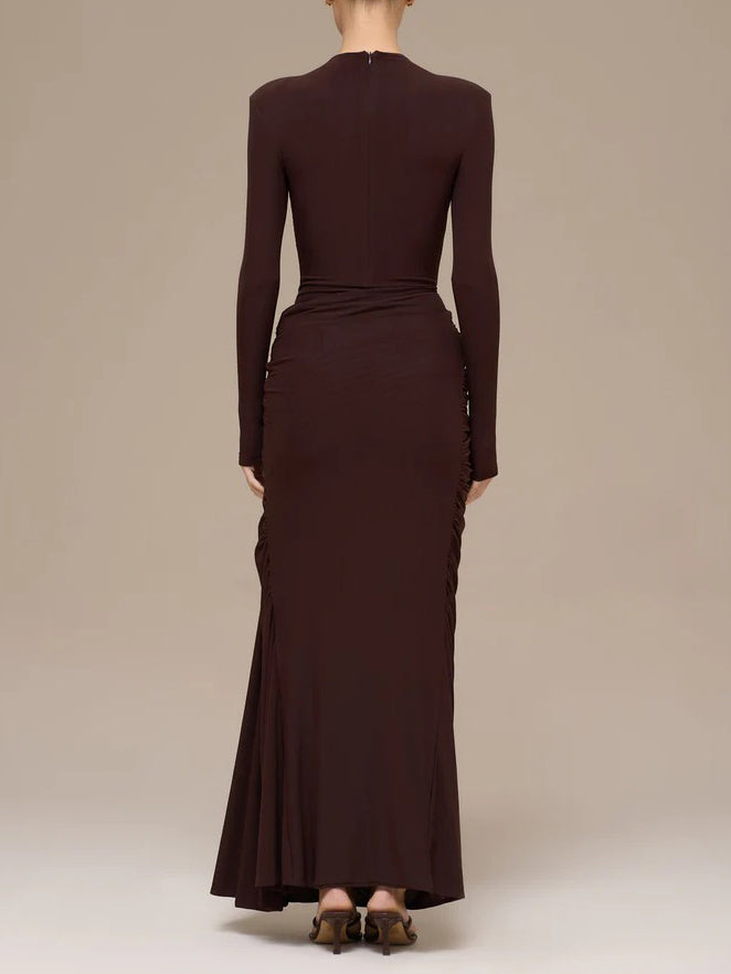 Elegant High-Neck Jumpsuit And Skirt Two-Piece Set