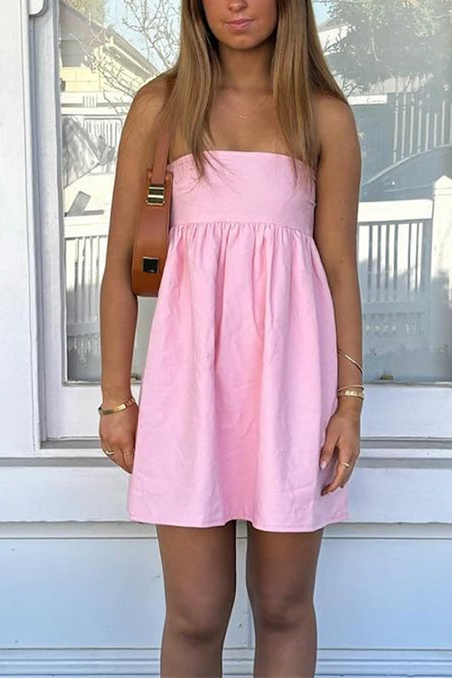 Strapless Solid A-line Mini Dress
