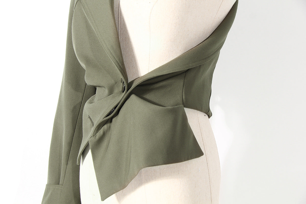 Deconstruction Detachable Wide Shoulder Coat