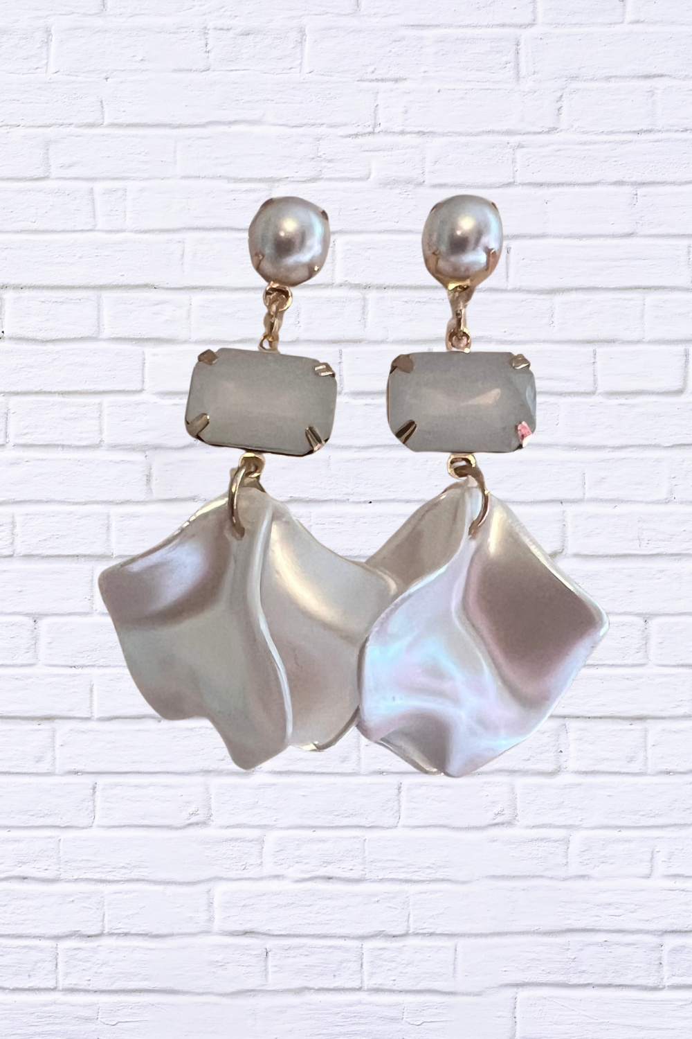 Pearlescent Petal Drop Earrings