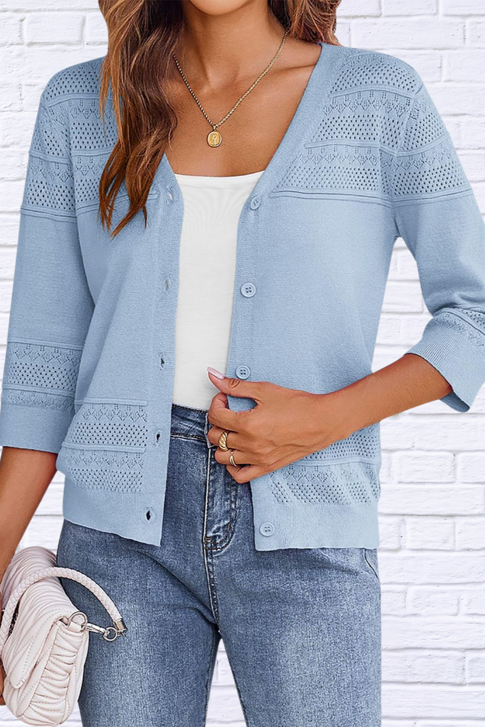 Button Up 3/4 Sleeve Cardigan – Classic Comfort with a Modern Twist
