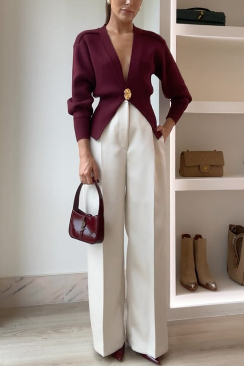 Chicest V Neck Button Up Sweater Cardigan