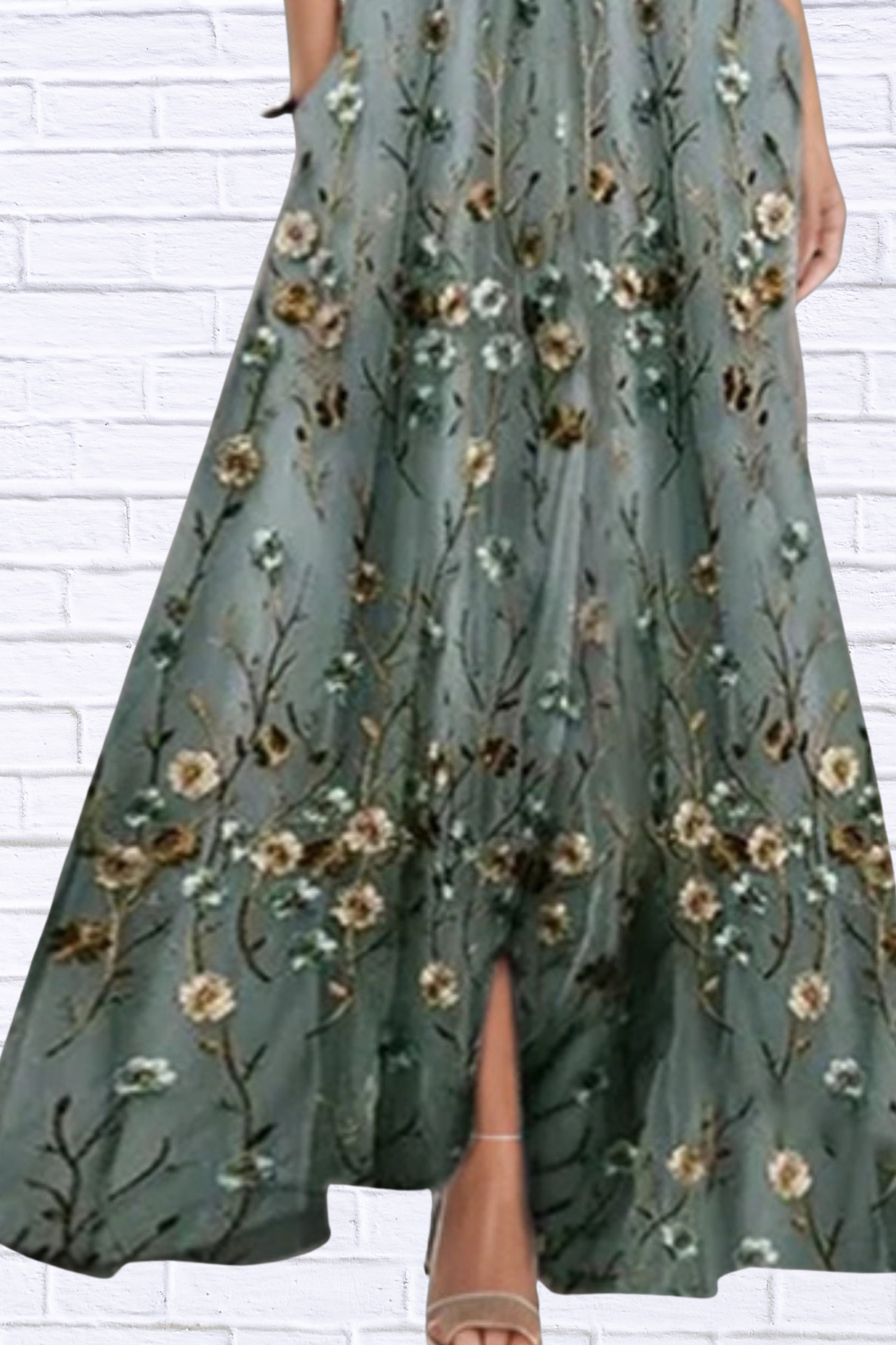 Floral Print Half Sleeve Maxi Dress