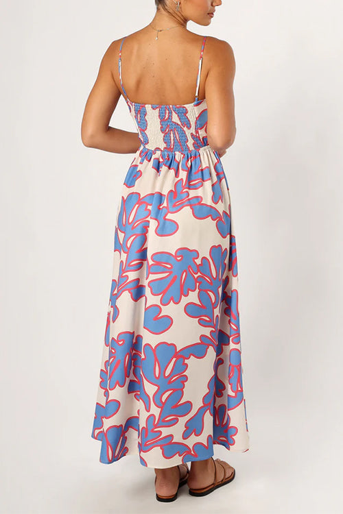 Spaghetti Strap High Waist Printed Maxi Holiday Dress
