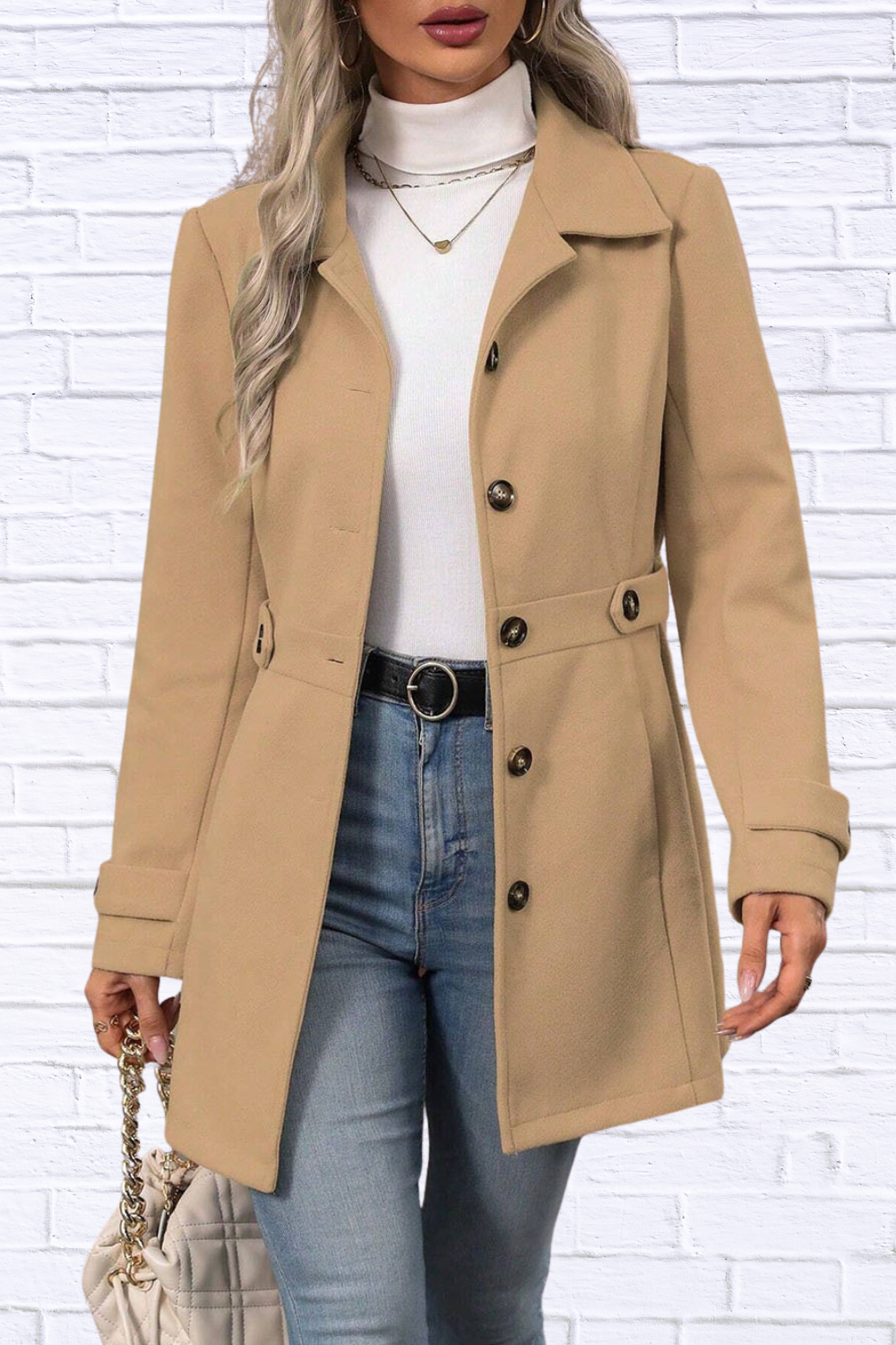 Collared Neck Button Up Coat