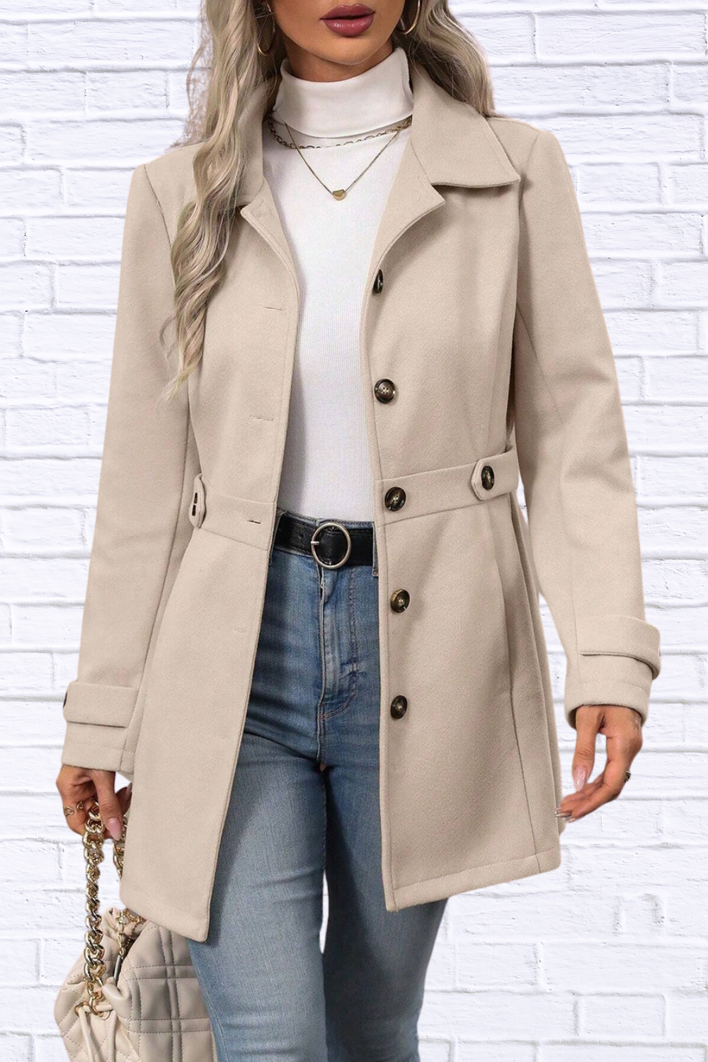 Collared Neck Button Up Coat