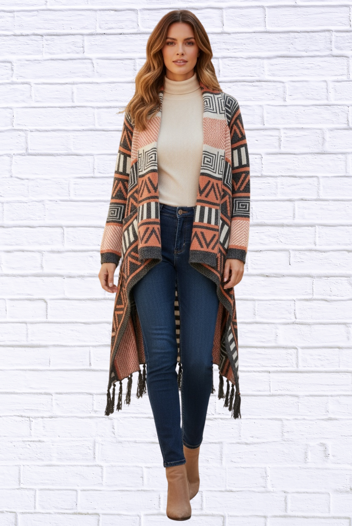 Printed Shawl Cardigan with Fringed Hem – Cozy, Stylish, and Perfect for Layering!