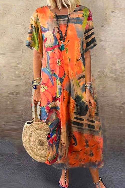 Katie Graphic Printed Loose Dress Printed