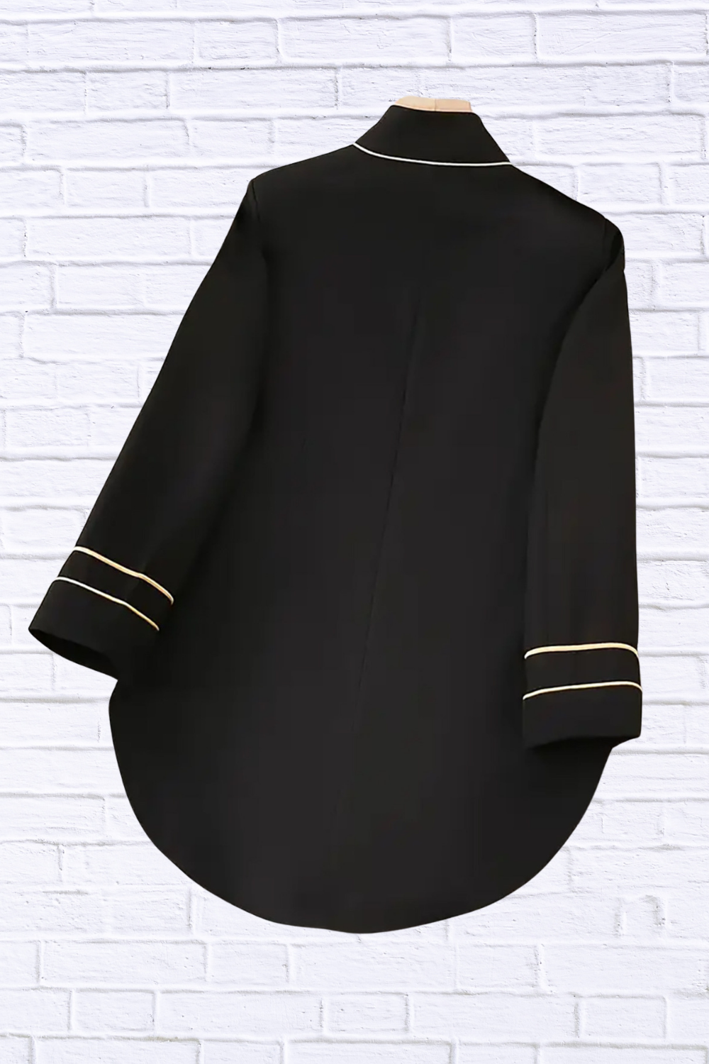 Decorative Button Hight-Low Blazer with Cuff Trim