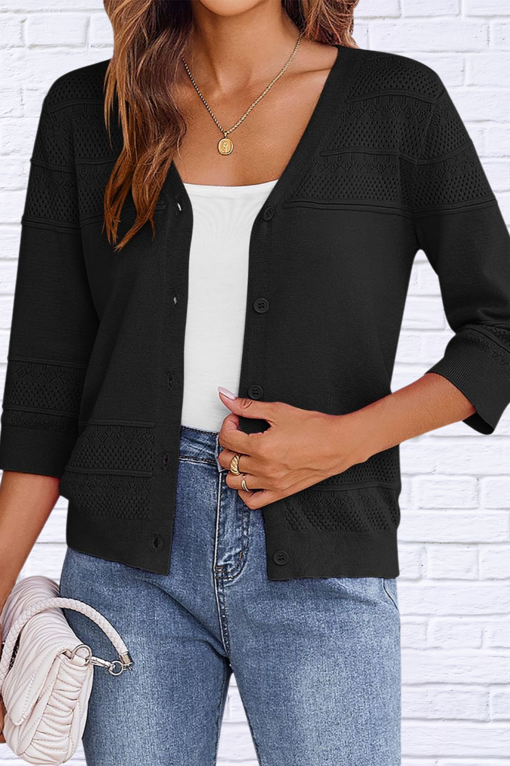 Button Up 3/4 Sleeve Cardigan – Classic Comfort with a Modern Twist