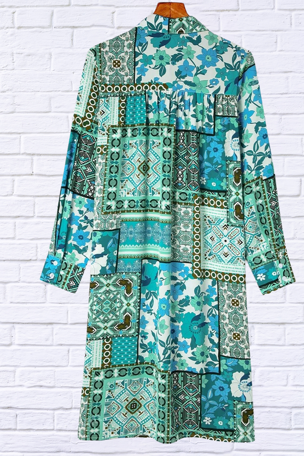 Printed Button Up Long Sleeve Top