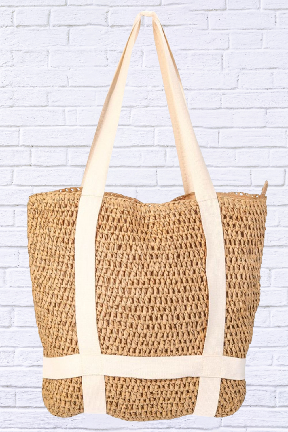 Fame Straw Braided Hat Carrier Tote Bag
