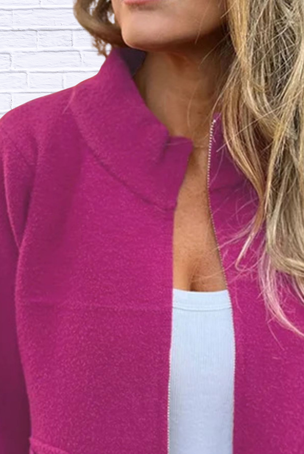 Full Size Textured Knit Zip Up Outerwear Plus Size