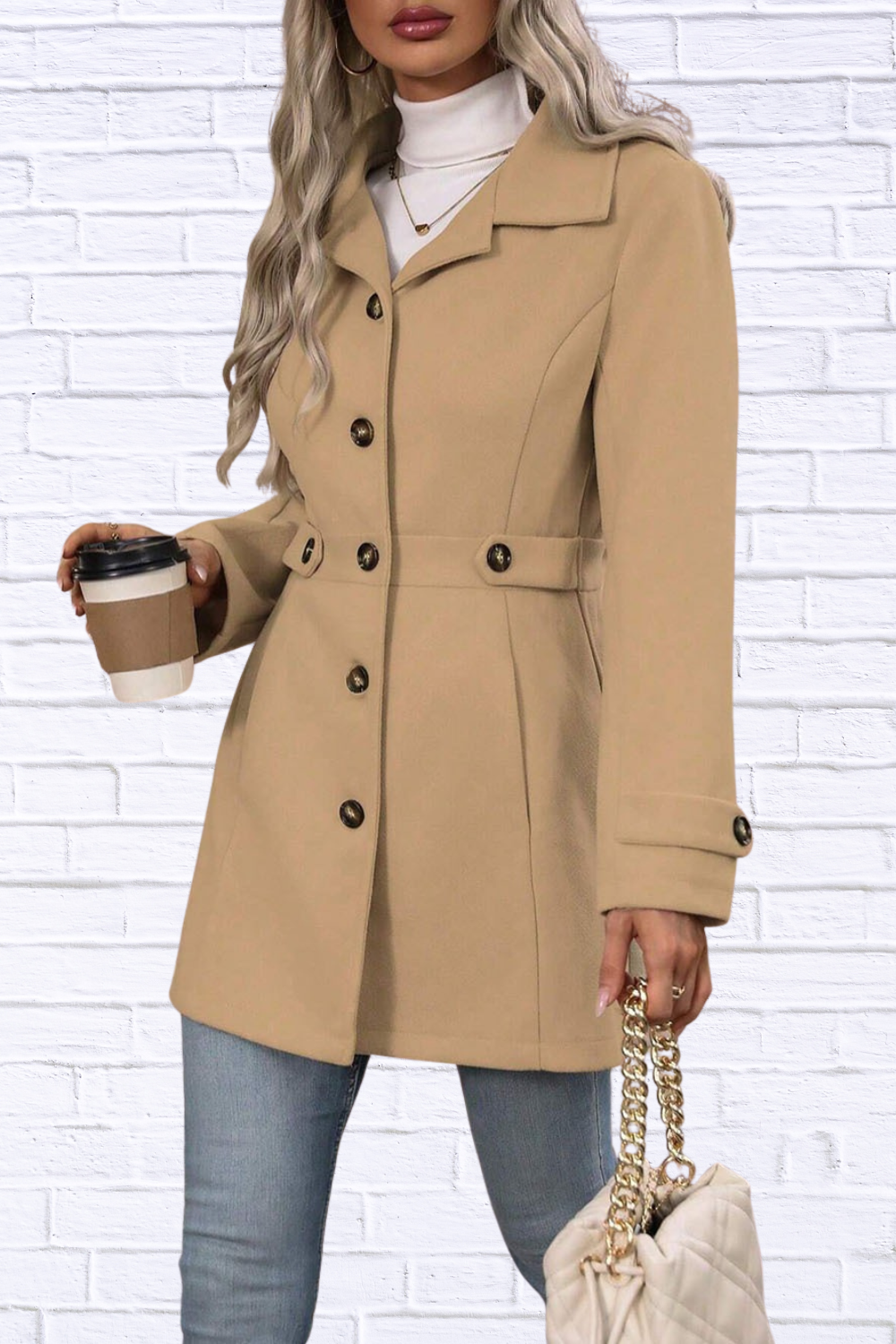 Collared Neck Button Up Coat