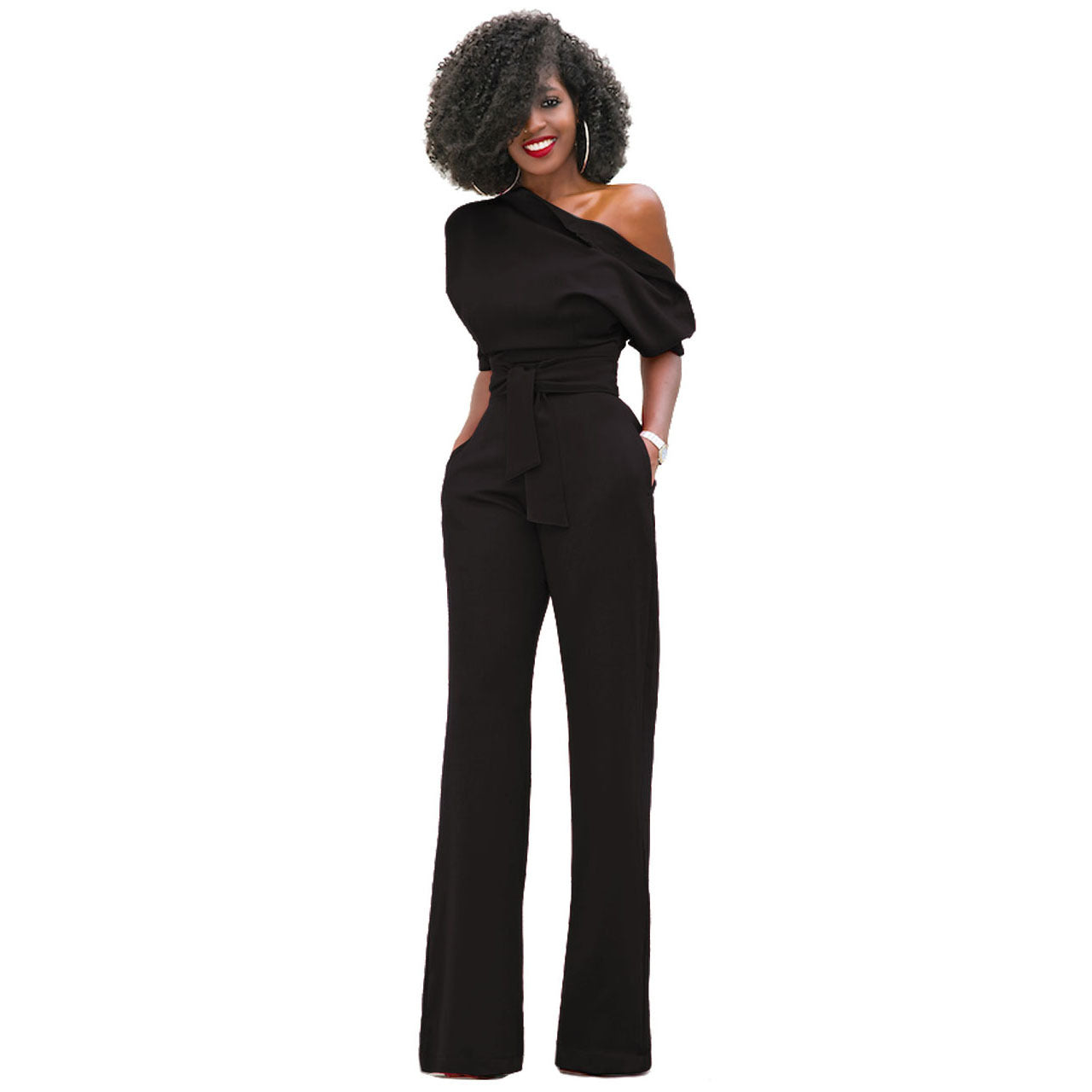 Solid Color Wide Leg Jumpsuit