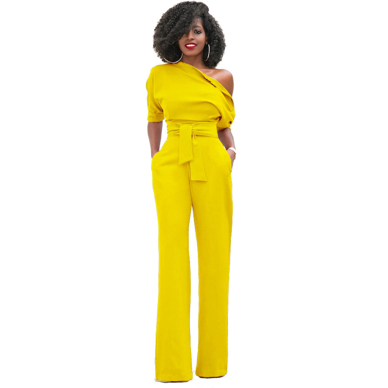 Solid Color Wide Leg Jumpsuit