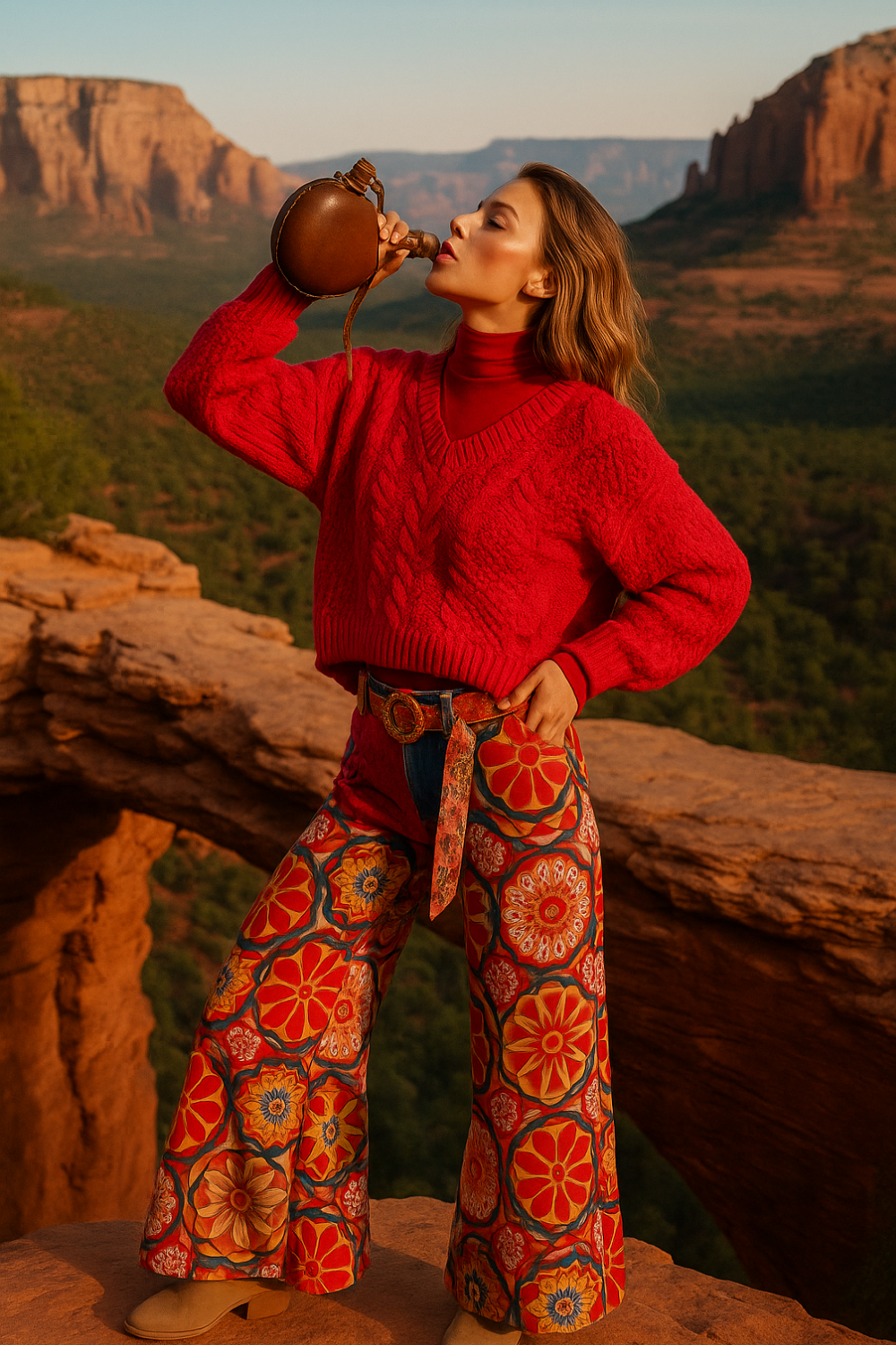 Cable-Knit Solid V-Neck Cropped Sweater