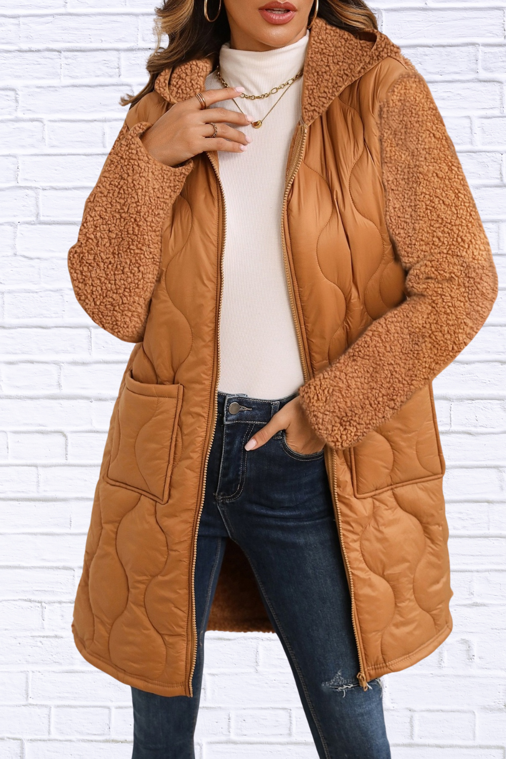 Zip Up Long Sleeve Hooded Outerwear