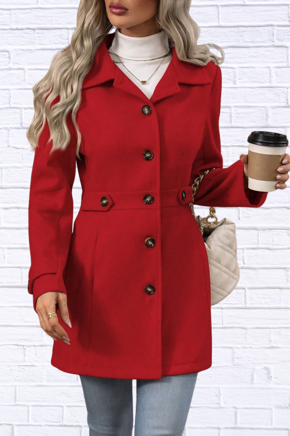 Collared Neck Button Up Coat