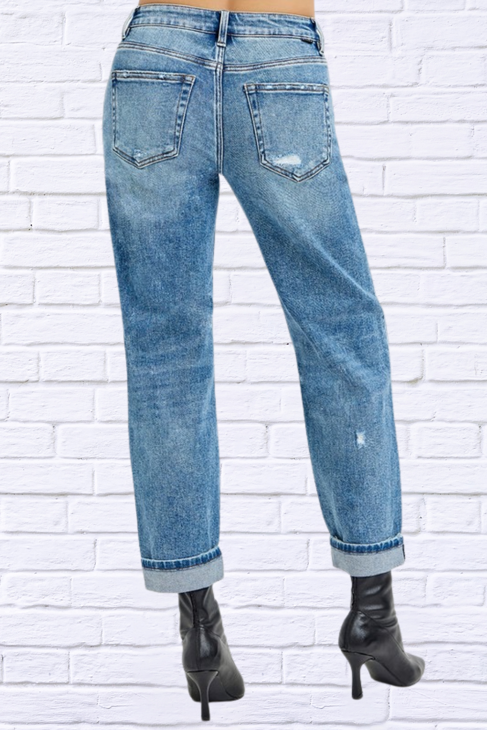 RISEN Full Size High Rise Ankle Boyfriend Distressed Jeans Plus Size
