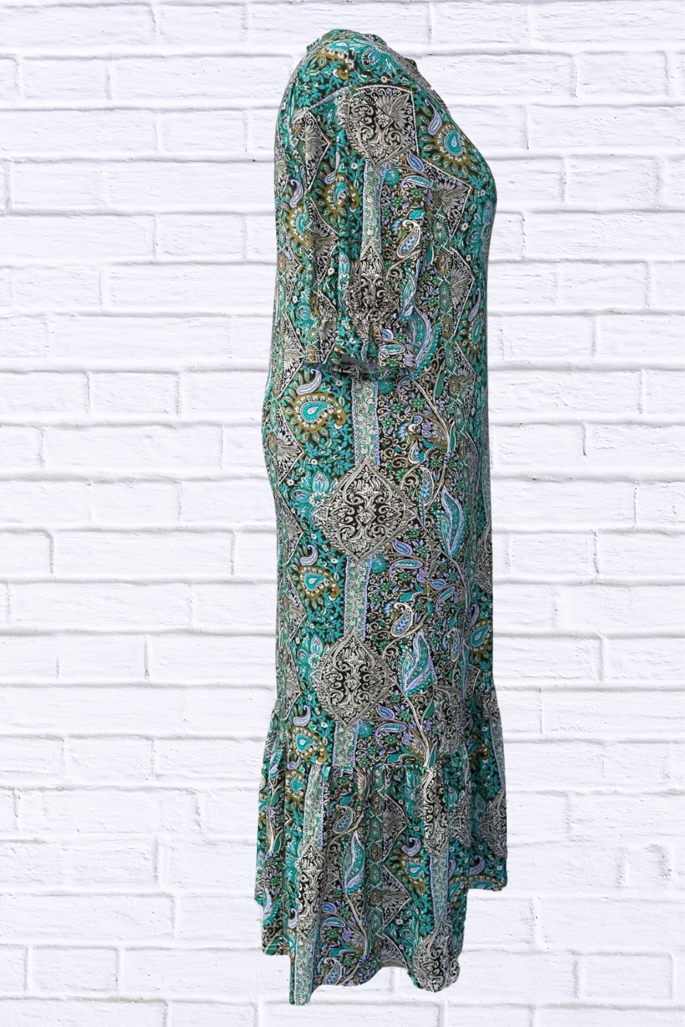 Bohemian Paisley Print Ruffle Hem Midi Dress