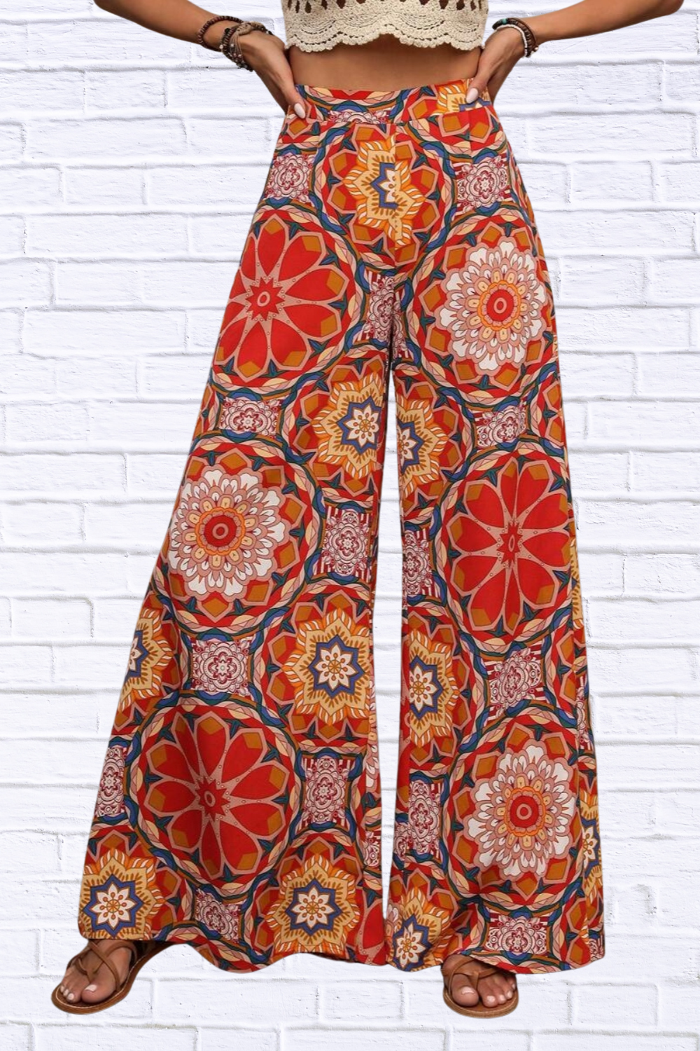 Printed Wide Leg Pants